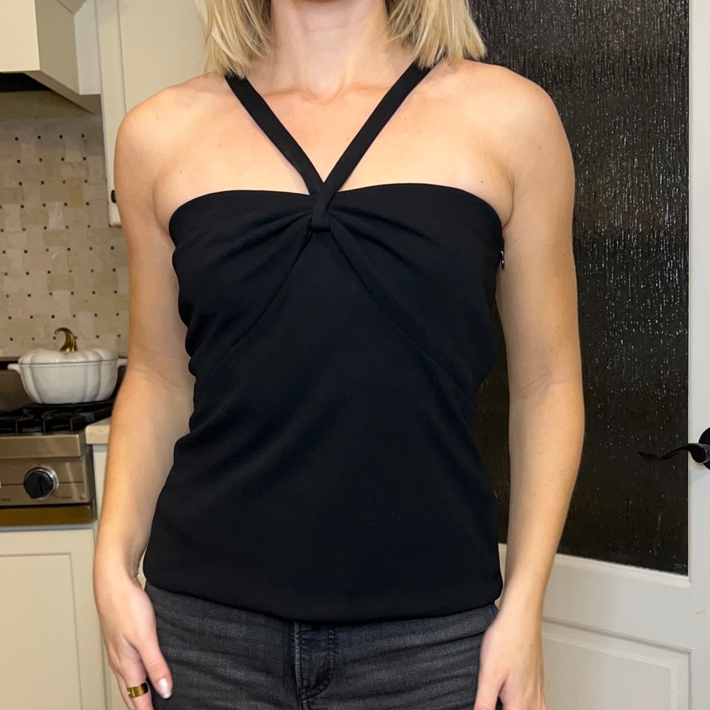Black Cross Neck Halter Top